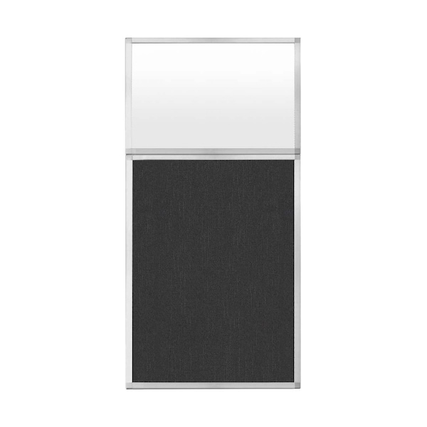 Versare Hush Panel Configurable Cubicle Partition 3' x 6' W/ Window Black Fabric Frosted Window 1852302-3 - main
